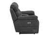 2 Seater Electric Recliner Sofa In Black Resilience Fabric With Power Headrest, Chilled Cup Holders & Storage Box - Florence