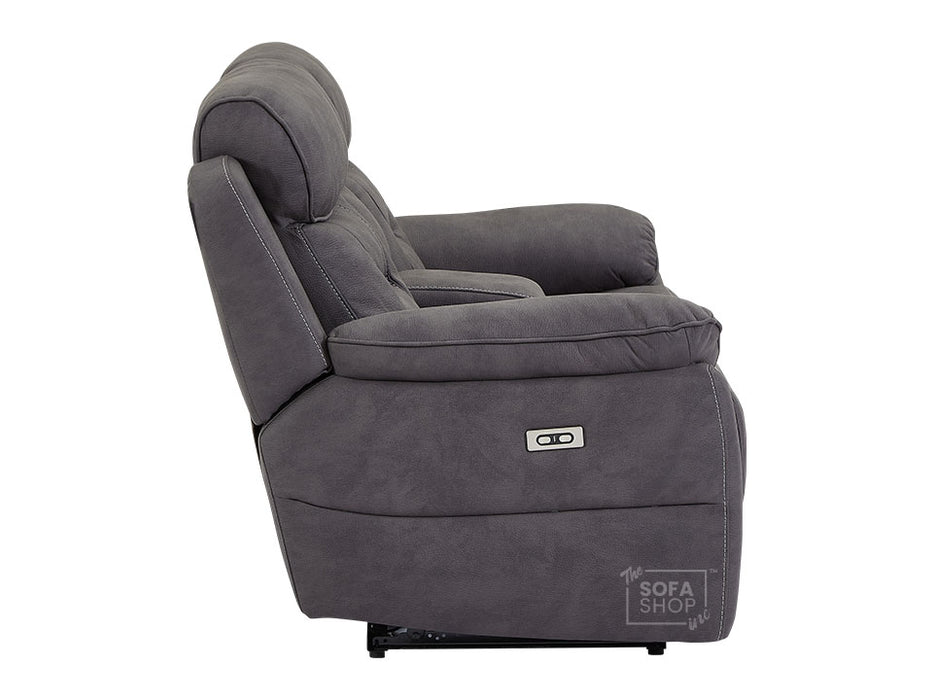 2 Seater Electric Recliner Sofa in Black Fabric with USB, Console, Cup holders & Storage - Florence