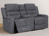 2 Seater Electric Recliner Sofa in Grey Woven Fabric With Power Headrest, USB, Console & Cup Holders - Lawson