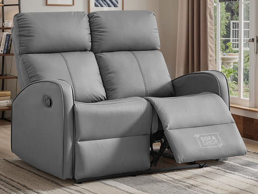 2 Seater Leather Recliner Sofa in Grey - Parma - Sofa Sale