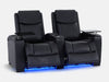 2 Seat Electric Recliner Home Cinema Theatre Sofa | Real Leather Couch In Black + Power Headrests + USB + LED Lights + Table | Torino | The Sofa Shop