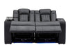 2 Seater Electric Recliner Smart Cinema Sofa in Black Real Leather with Power, Massage, Console, and Adjustable Headrest- Capri