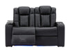 2 Seater Electric Recliner Smart Cinema Sofa in Black Real Leather with Power, Massage, Console, and Adjustable Headrest- Capri