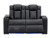 2 Seater Electric Recliner Smart Cinema Sofa in Black Real Leather with Power, Massage, Console, and Adjustable Headrest- Capri