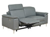 3 Seater Grey Leather Electric Recliner Sofa with Adjustable Headrest & USB Ports - Solero