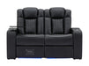 2 Seater Electric Recliner Smart Cinema Sofa in Black Real Leather with Power, Massage, Console, and Adjustable Headrest- Capri