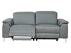 3 Seater Grey Leather Electric Recliner Sofa with Adjustable Headrest & USB Ports - Solero