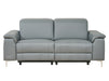 3 Seater Grey Leather Electric Recliner Sofa with Adjustable Headrest & USB Ports - Solero