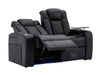 2 Seater Electric Recliner Smart Cinema Sofa in Black Real Leather with Power, Massage, Console, and Adjustable Headrest- Capri