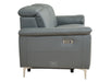 3 Seater Grey Leather Electric Recliner Sofa with Adjustable Headrest & USB Ports - Solero