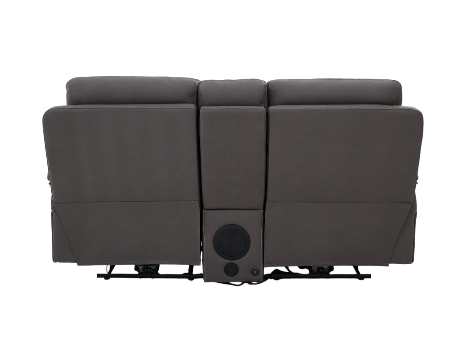 2 Seater Hi-Tech Sofa | Electric Recliner Home Cinema Seat in Grey Fabric with Chilled Cupholders + Console + Power Sockets + USB | Vinsonova Series one