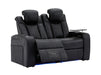 Electric Recliner Cinema Sofa Set 3 2 1 in Black Real Leather with Cup Holders, Storage Boxes, and USB Ports - Capri