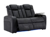 2 Seater Electric Recliner Smart Cinema Sofa in Black Real Leather with Power, Massage, Console, and Adjustable Headrest- Capri