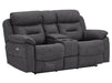 2 Seater Electric Recliner Sofa In Black Resilience Fabric With Power Headrest, Chilled Cup Holders & Storage Box - Florence