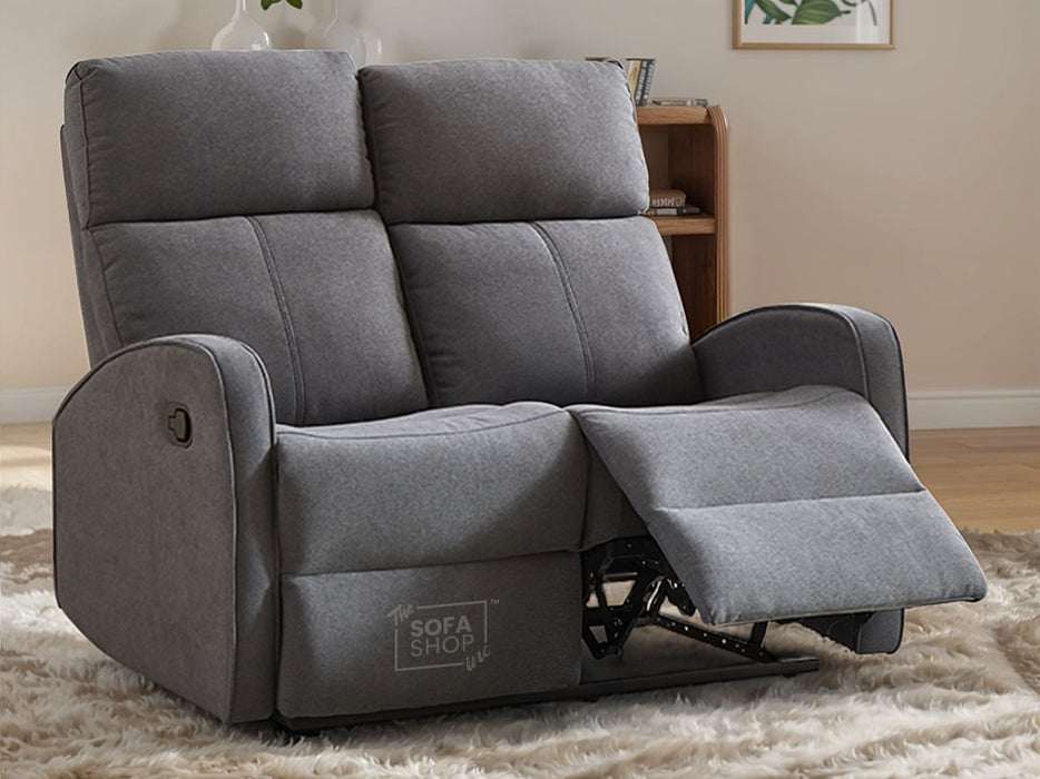 2 Seater Manual Recliner Fabric Sofa in Dark Grey -  Parma