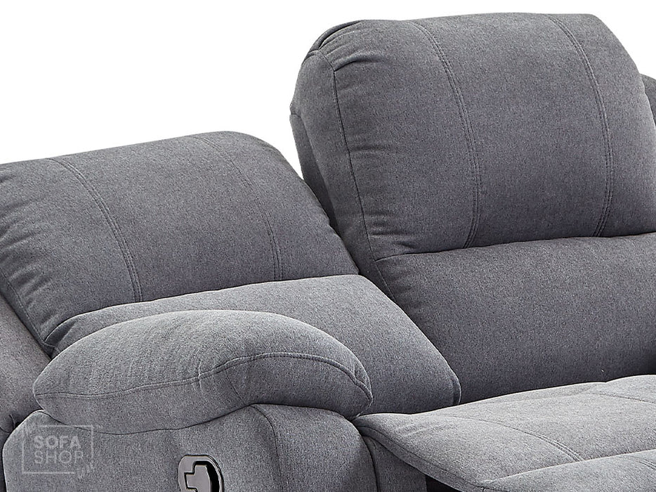 3 2 Recliner Sofa Set. 2 Piece Recliner Sofa Package Suite in Dark Grey Fabric with Drop-Down Table & Drink Holders- Trento