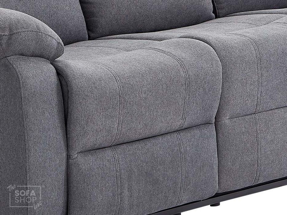 3 Seater Recliner Sofa in Dark Grey Fabric with Drop-Down Table & Cup Holders - Trento