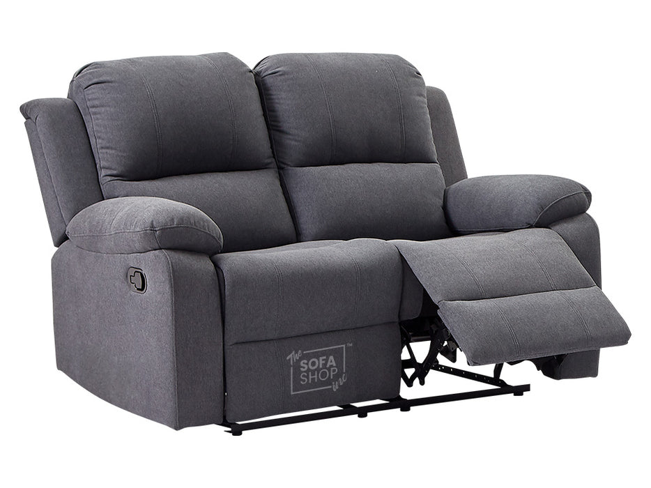 2+1 Recliner Sofa Set inc. Chair in Dark Grey Fabric - Trento