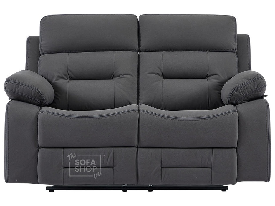 3 2 1 Recliner Sofa Set. 3 Piece Recliner Sofa Package Suite in Dark Grey Fabric with Drop-Down Table & Drinks Holder- Foster