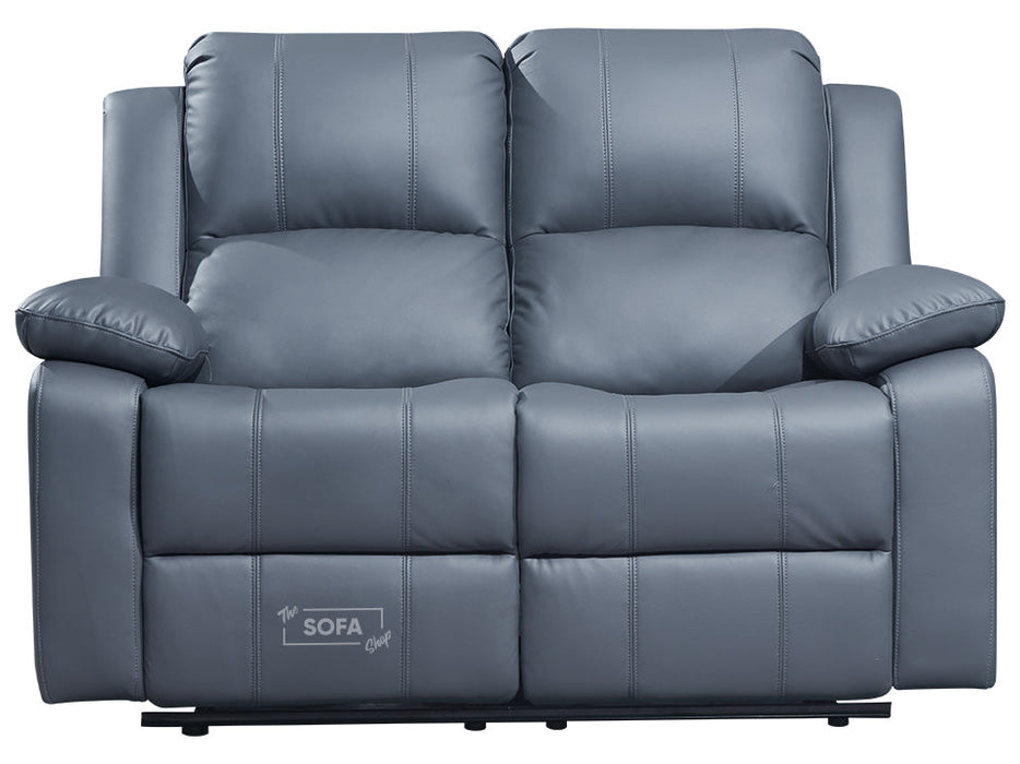 3 Piece Sofa Set - Recliner Sofa - 3+2+2 Seat Sofa Suite Package in Grey Leather with Folding Table & Cupholders - Trento