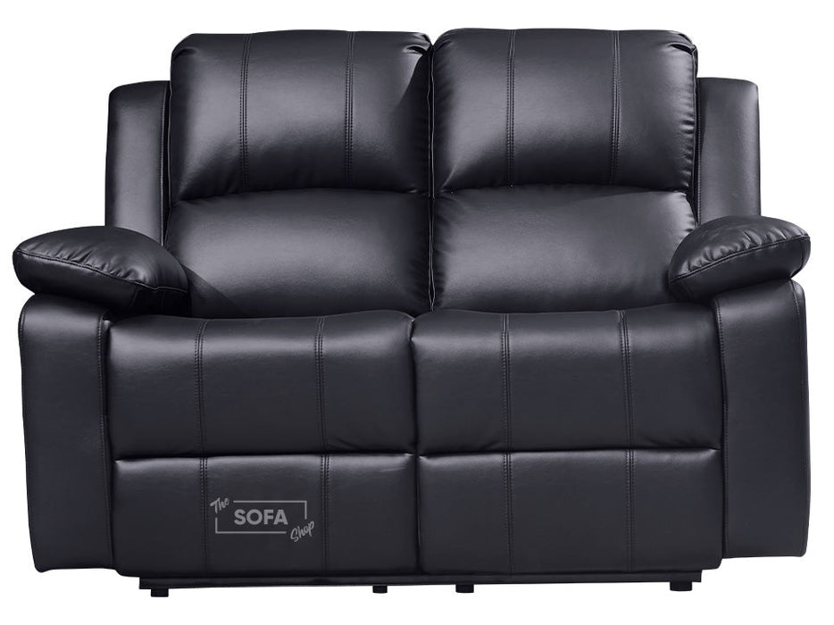 2 1 1 Recliner Sofa Set inc. Chairs in Black Leather - 3 Piece Trento Sofa Set