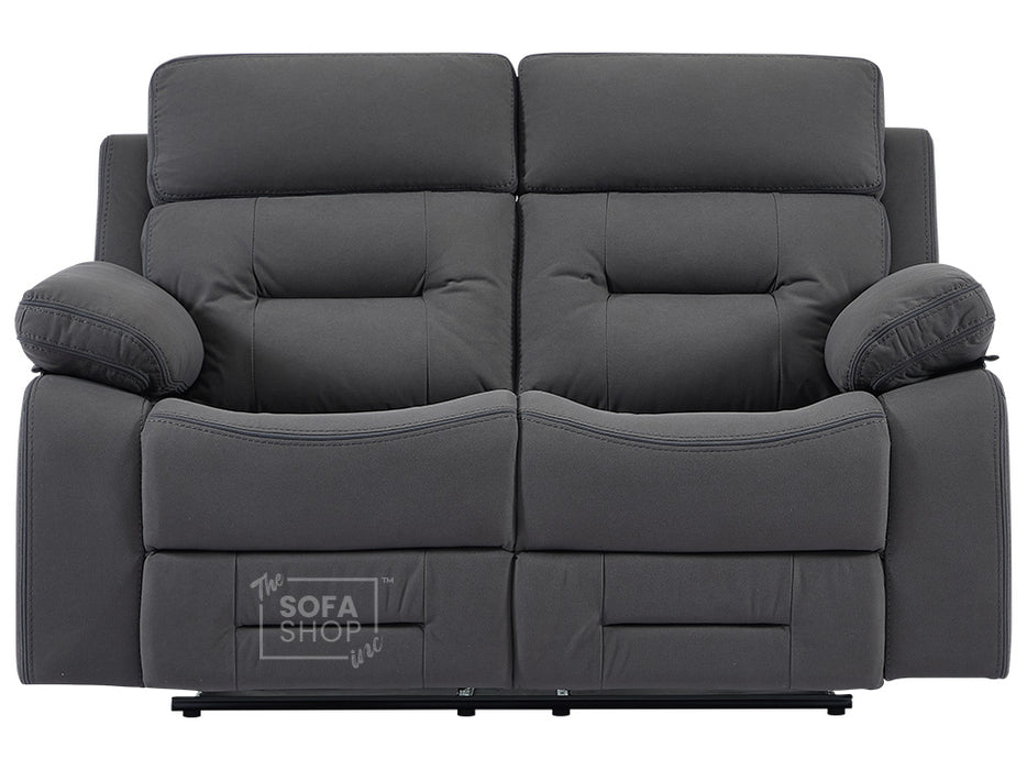 3 2 1 Electric Recliner Sofa Set. 3 Piece Recliner Sofa Package Suite in Grey Velvet with Drop Down Table & Drink Holders & USB Ports- Foster