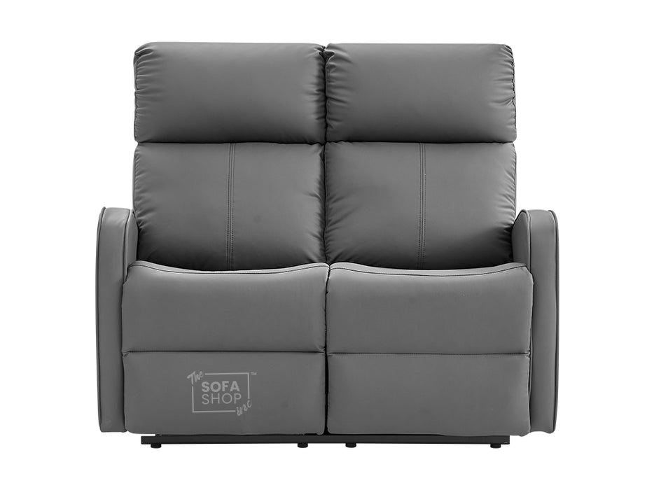 3 2 Recliner Sofa Set. 2 Piece Recliner Sofa Package Suite in Grey Leather with Drop-Down Table & Drink Holders- Parma