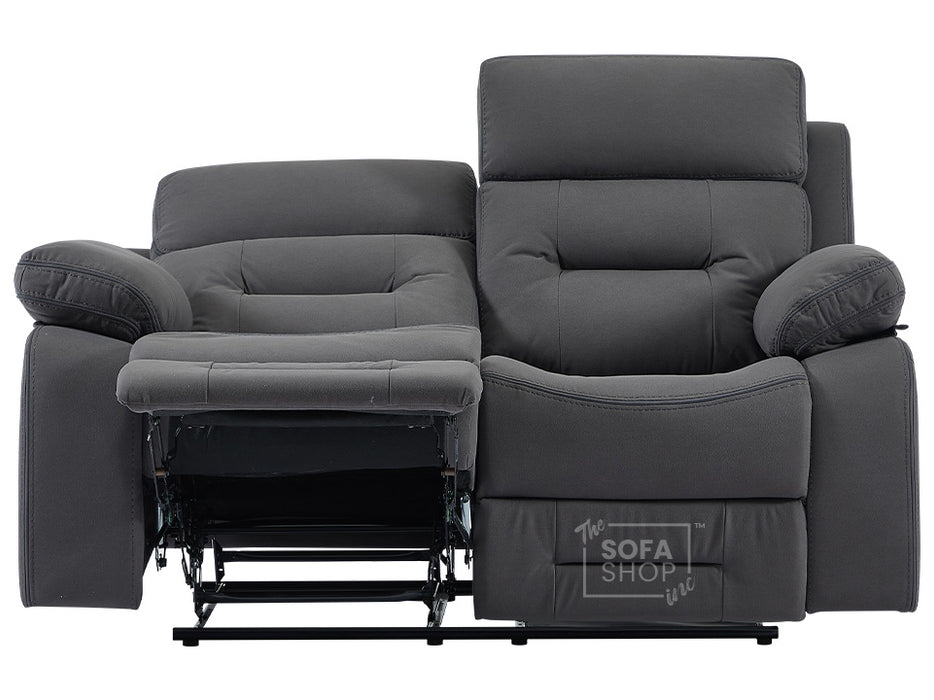 2 1 1 Recliner Sofa Set inc. Chairs in Dark Grey Fabric - 3 Piece Recliner Sofa Set - Foster