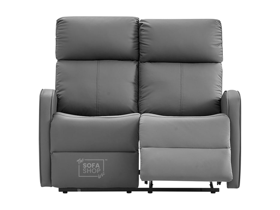 3 2 1 Recliner Sofa Set. 3 Piece Recliner Sofa Package Suite in Grey Leather with Drop-Down Table & Drink Holders- Parma