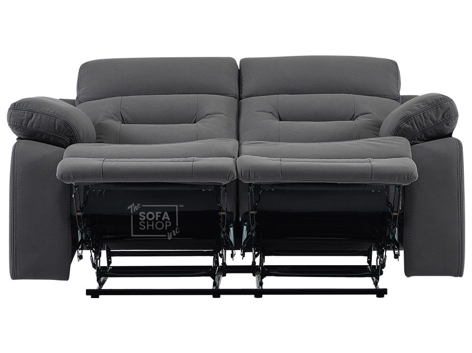 3 2 Electric Recliner Sofa Set. 2 Piece Recliner Sofa Package Suite in Grey Velvet Fabric With USB Ports & Drink Holders & Drop Down Table- Foster