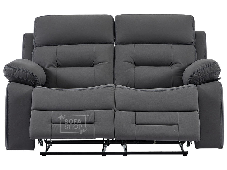 3 2 Electric Recliner Sofa Set. 2 Piece Recliner Sofa Package Suite in Grey Velvet Fabric With USB Ports & Drink Holders & Drop Down Table- Foster