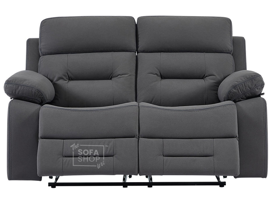 2 Seater Electric Recliner Sofa in Grey Velvet with USB Ports & Cup holders - Foster