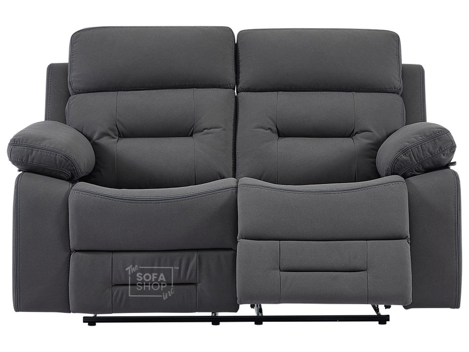 2 1 1 Recliner Sofa Set inc. Chairs in Dark Grey Fabric - 3 Piece Recliner Sofa Set - Foster