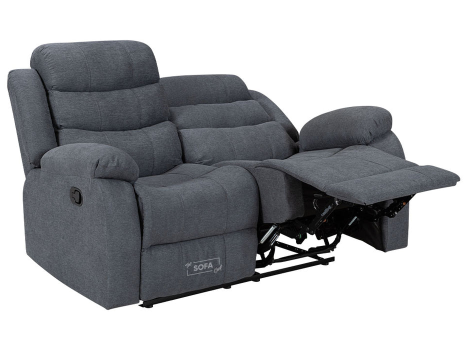 2 Seater Fabric Recliner Sofa in Dark Grey - Sorrento