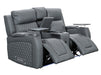 3 2 Electric Recliner Sofa Set in Grey Leather 2 Piece Cinema Sofa with USB Ports, Drink Holders & Storage Boxes -Venice Series Two