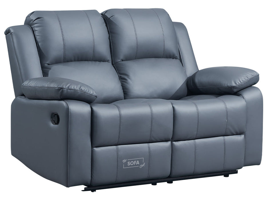 3 Piece Sofa Set - Recliner Sofa - 2+2+1 Seat Sofa Suite Package in Grey Leather - Trento