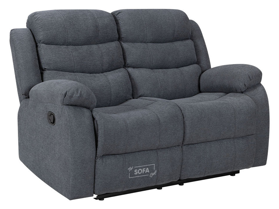 3 Piece Sofa Set - Recliner Sofa - 3+2+2 Seat Sofa Suite Package in Dark Grey Fabric with Folding Table & Cupholders - Sorrento