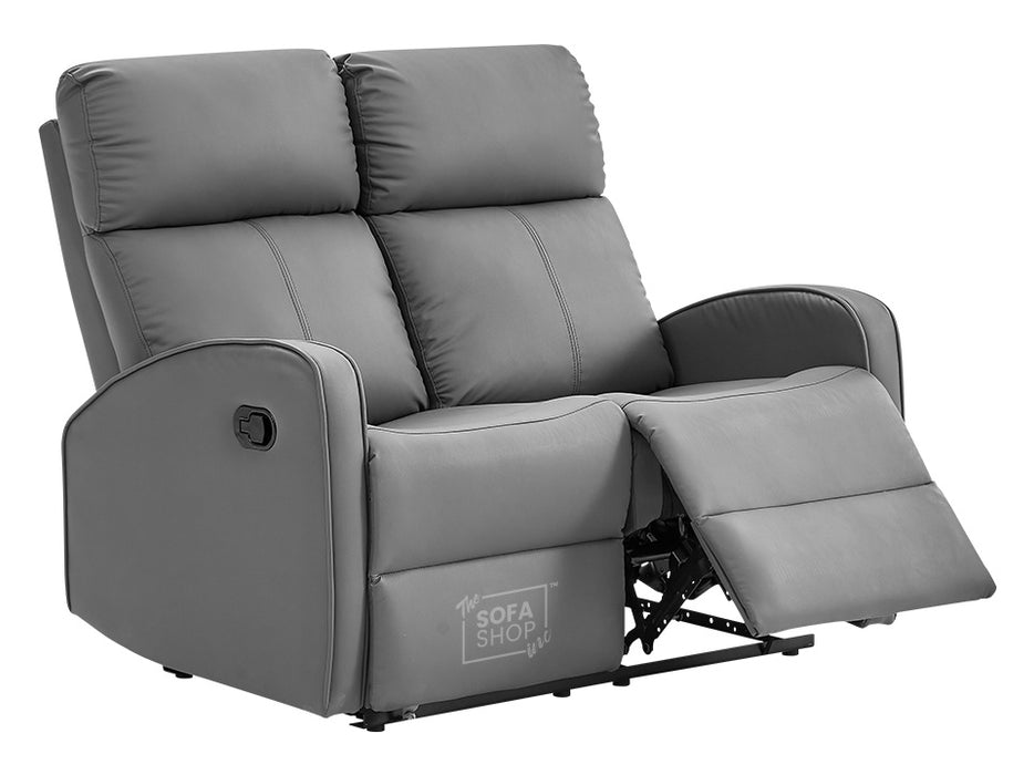 2 Seater Leather Recliner Sofa in Grey - Parma