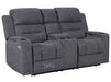 2 Seater Electric Recliner Sofa in Grey Woven Fabric With Power Headrest, USB, Console & Cup Holders - Lawson