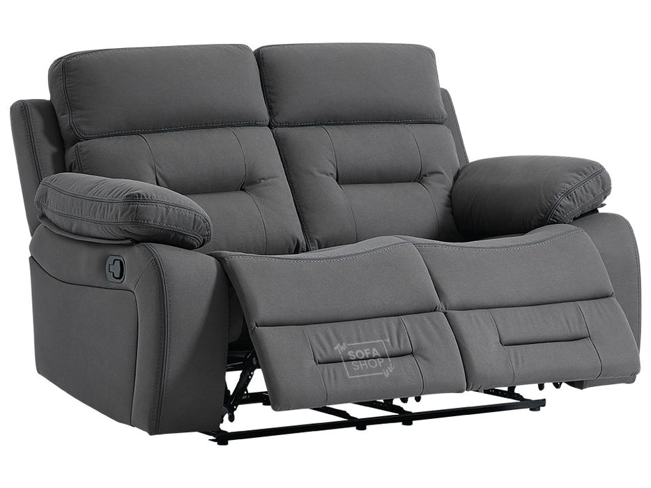 3 2 1 Recliner Sofa Set. 3 Piece Recliner Sofa Package Suite in Dark Grey Fabric with Drop-Down Table & Drinks Holder- Foster