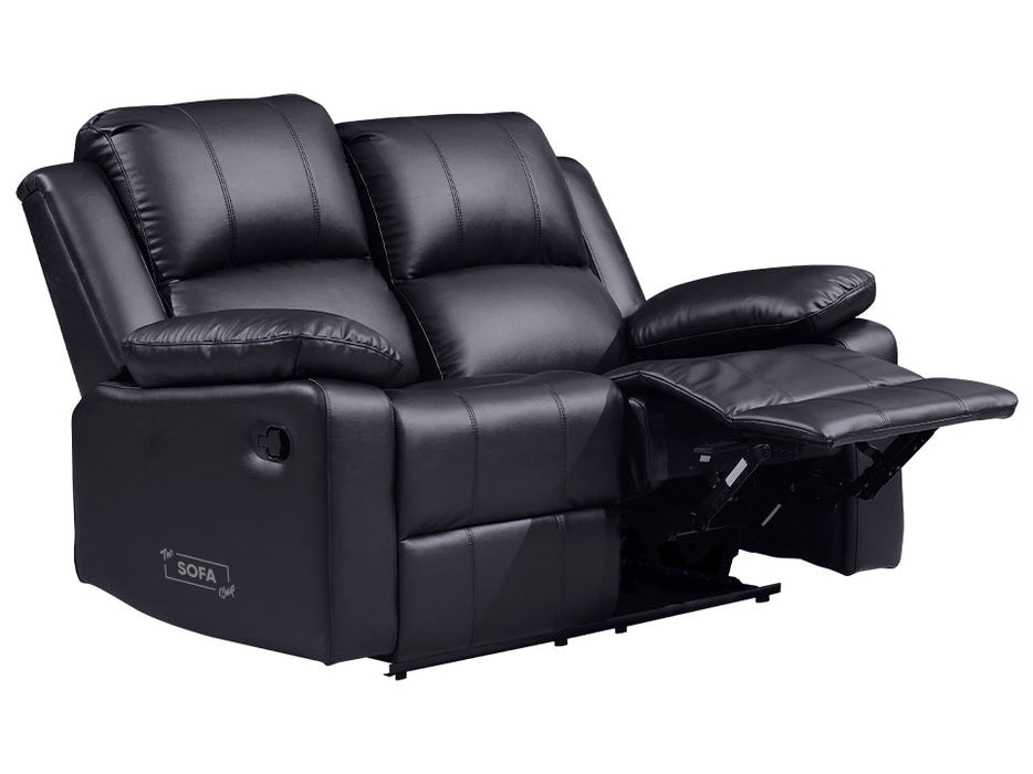 3 Piece Sofa Set - Recliner Sofa - 2+2+2 Seat Sofa Suite Package in Black Leather - Trento