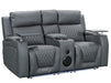 3 2 Electric Recliner Sofa Set in Grey Leather 2 Piece Cinema Sofa with USB Ports, Drink Holders & Storage Boxes -Venice Series Two