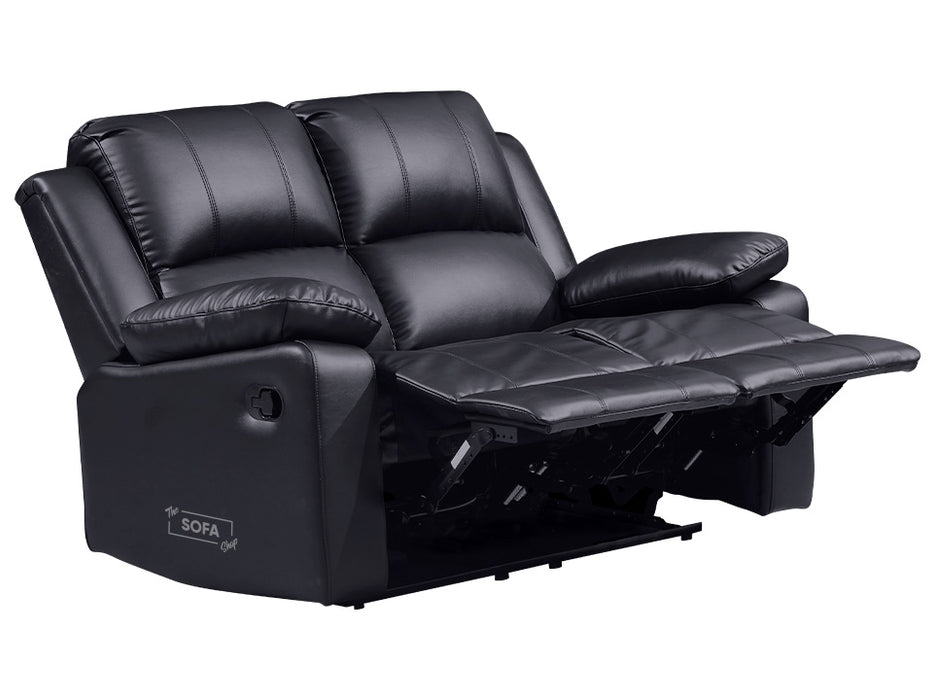 2 Seater Leather Recliner Sofa in Black - Trento