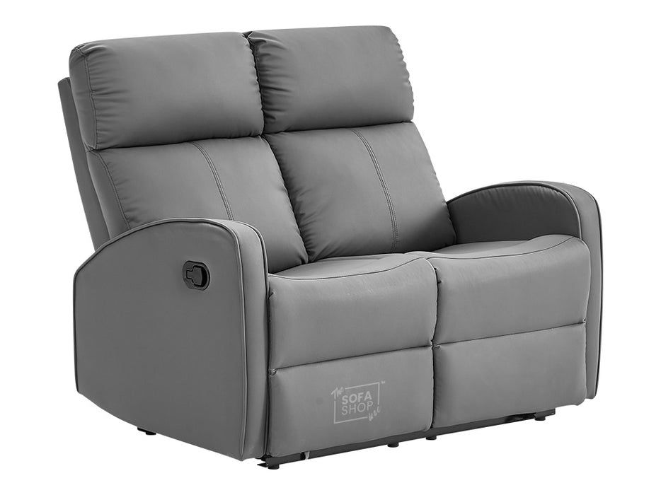 3 2 1 Recliner Sofa Set. 3 Piece Recliner Sofa Package Suite in Grey Leather with Drop-Down Table & Drink Holders- Parma