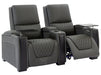 3 2 Electric Recliner Sofa Set in Grey Real Leather 2 Piece Cinema Sofa with USB Ports, Chilled Cupholders & Storage Boxes - Assisi