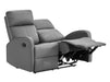 3 2 Recliner Sofa Set. 2 Piece Recliner Sofa Package Suite in Grey Leather with Drop-Down Table & Drink Holders- Parma