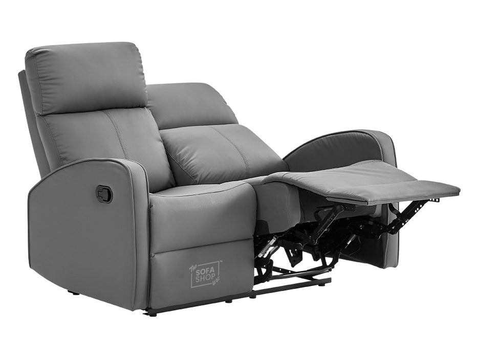 3 2 Recliner Sofa Set. 2 Piece Recliner Sofa Package Suite in Grey Leather with Drop-Down Table & Drink Holders- Parma