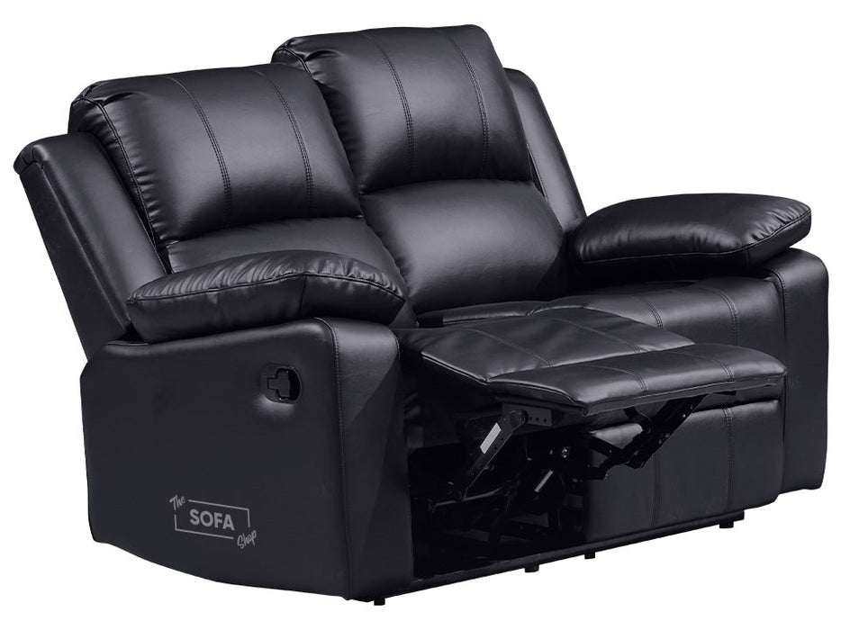 3 Piece Sofa Set - Recliner Sofa - 2+2+2 Seat Sofa Suite Package in Black Leather - Trento