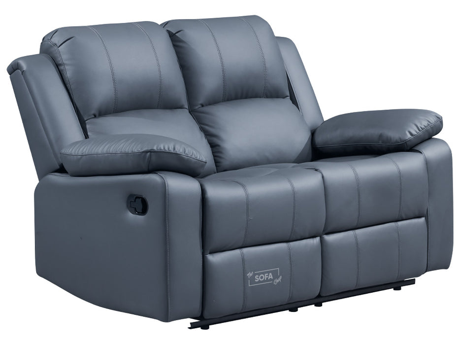 2 Seater Leather Recliner Sofa in Grey - Trento