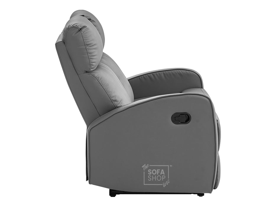 Grey Leather Recliner Chair - Parma